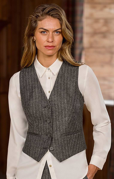 Ladies Chalkstripe Contemporary Waistcoat