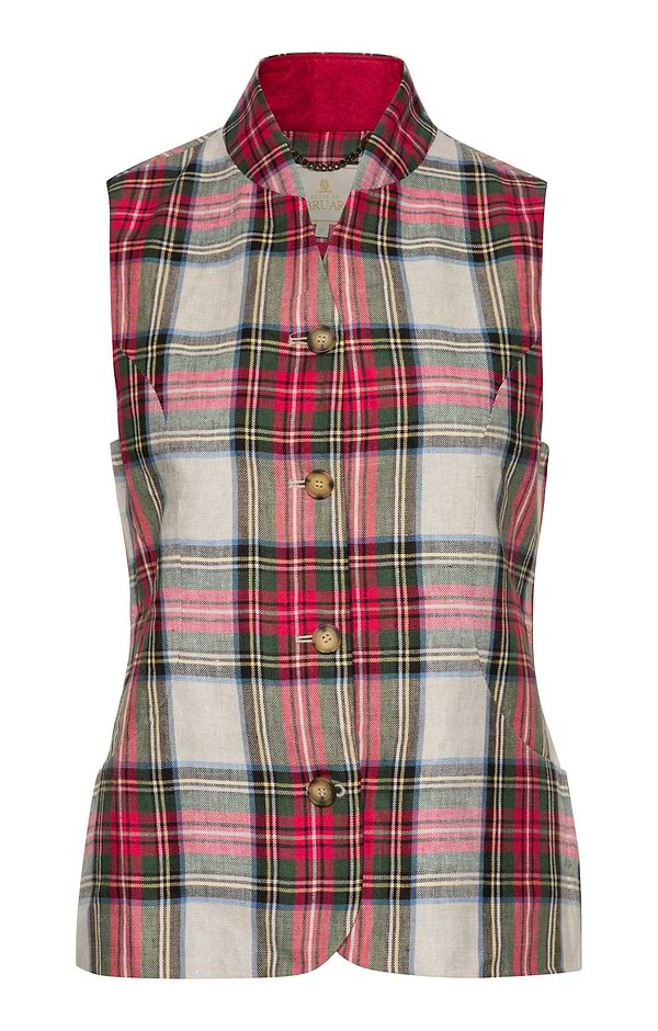 Ladies House of Bruar Linen Scooped Waistcoat