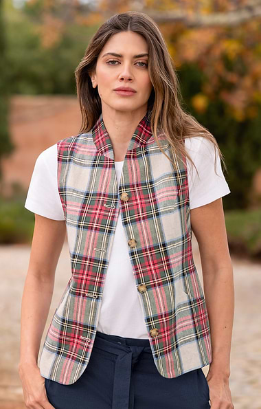 Ladies House of Bruar Linen Scooped Waistcoat