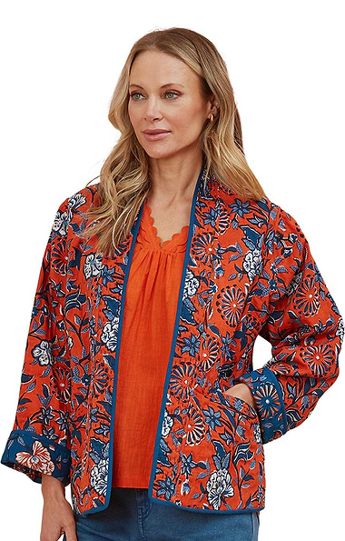 Ladies Adini Cotton Indred Reversible Botanical Kimono