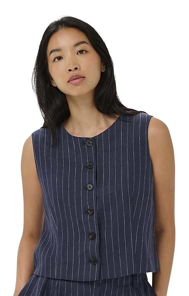 Ladies Part Two Azania Linen Pinstripe Waistcoat
