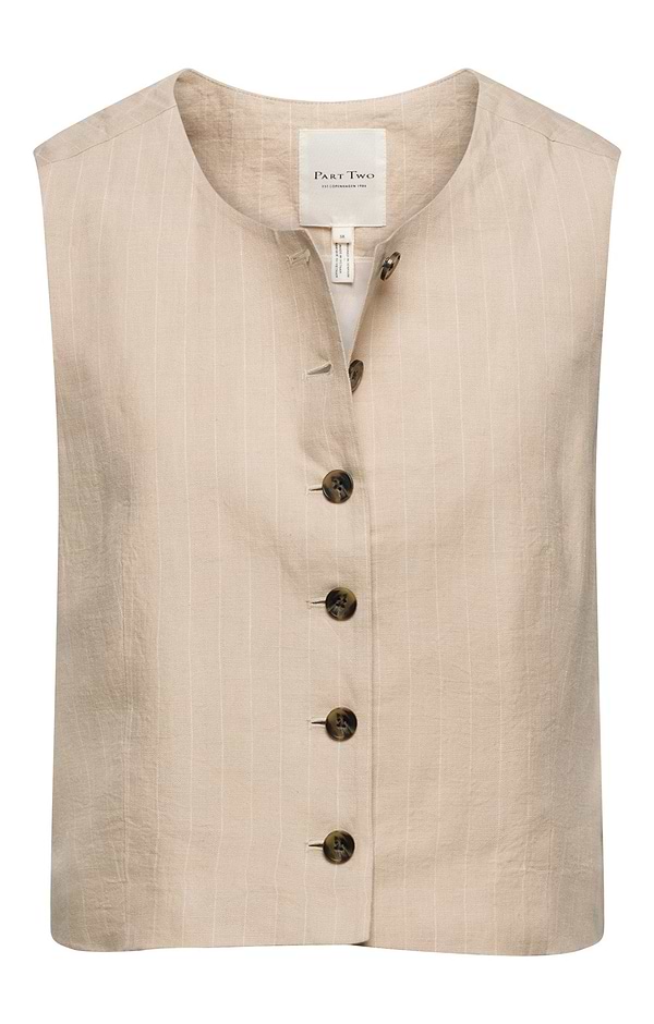 Ladies Part Two Azania Linen Pinstripe Waistcoat