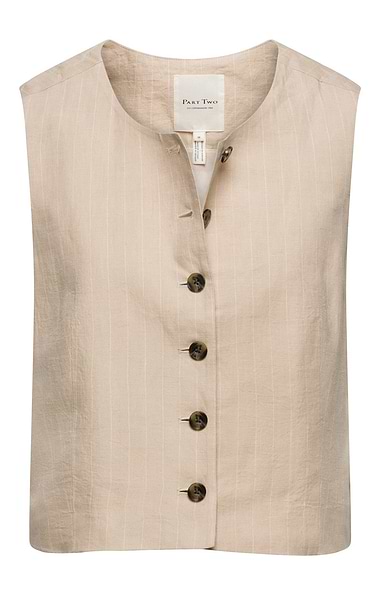 Ladies Part Two Azania Linen Pinstripe Waistcoat