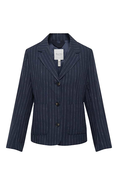 Ladies Part Two Alita Linen Pinstripe Blazer
