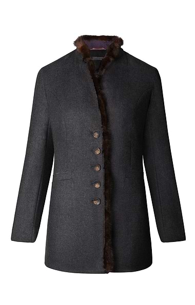 Ladies Three Quarter Mink Trim Jacket
