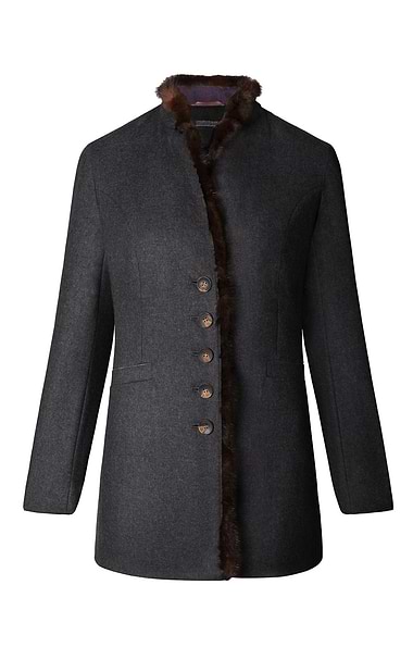 Ladies Three Quarter Mink Trim Jacket