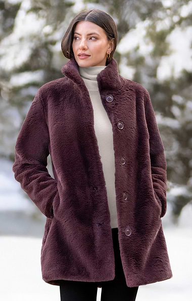 Ladies 3/4 Faux Fur Coat