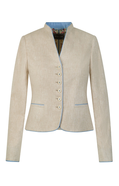 Ladies Linen Cotton Blend Tipped Tailored Jacket