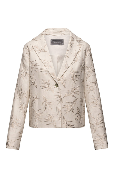 Ladies Linen Embroidered Single Button Blazer