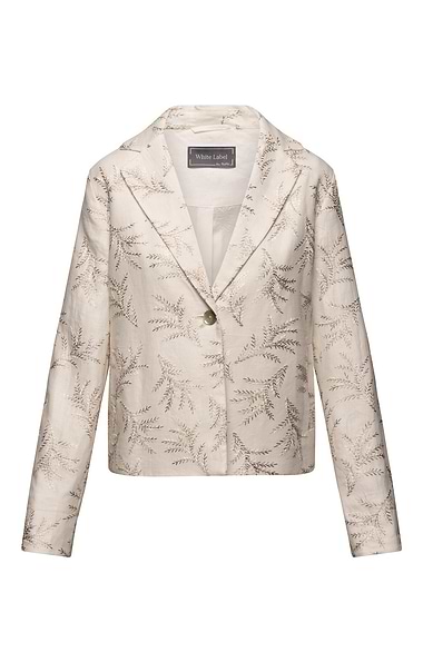 Ladies Linen Embroidered Single Button Blazer