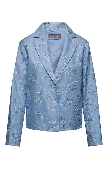 Ladies Linen Embroidered Single Button Blazer