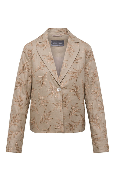 Ladies Linen Embroidered Single Button Blazer