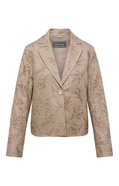 Ladies Linen Embroidered Single Button Blazer