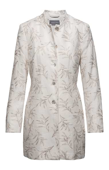 Ladies Linen Embroidered Longline Jacket