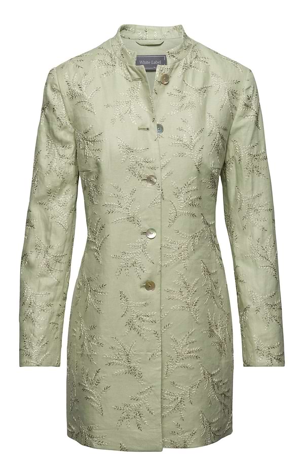 Ladies Linen Embroidered Longline Jacket