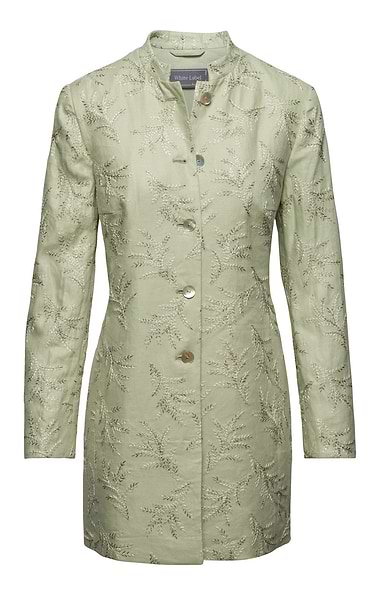 Ladies Linen Embroidered Longline Jacket