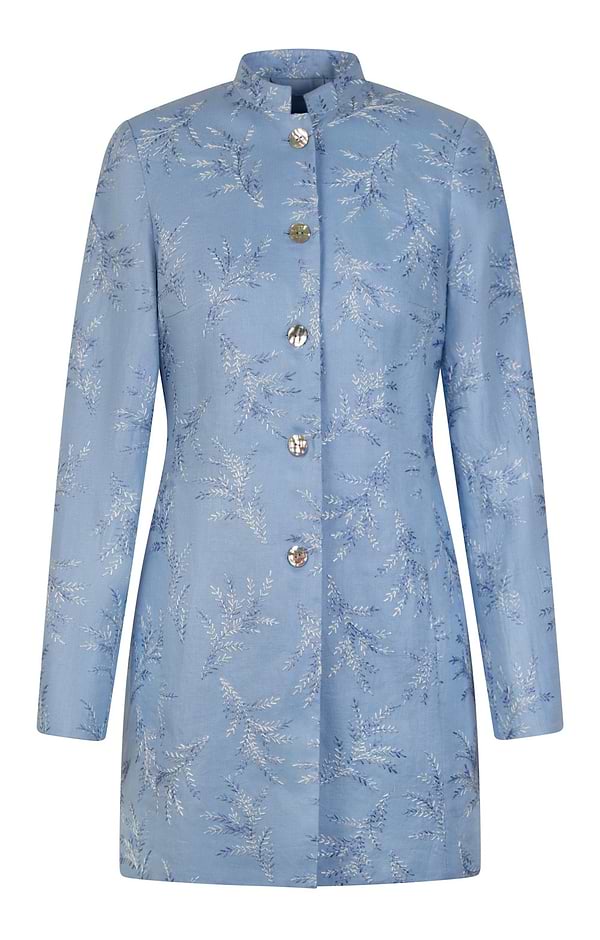 Ladies Linen Embroidered Longline Jacket
