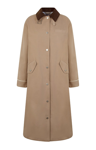 Ladies Corduroy Detail Longline Mac