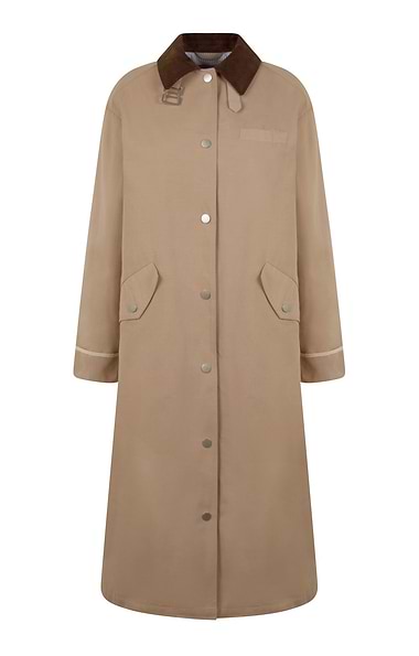Ladies Corduroy Detail Longline Mac