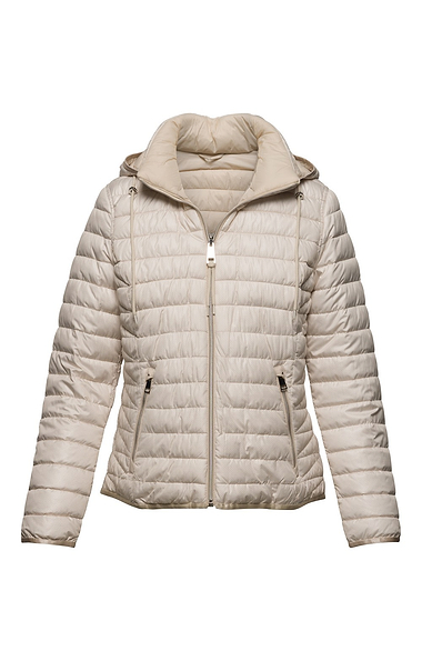 Ladies Micro Print Quilted Jacket With Hood