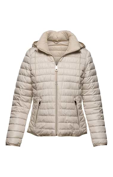 Ladies Micro Print Quilted Jacket With Hood