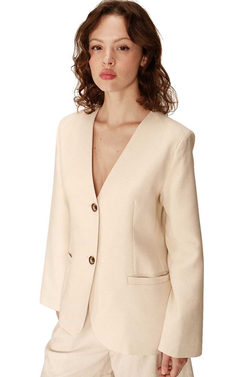 Ladies Grace Mila V Neck Blazer, Natural House of Bruar