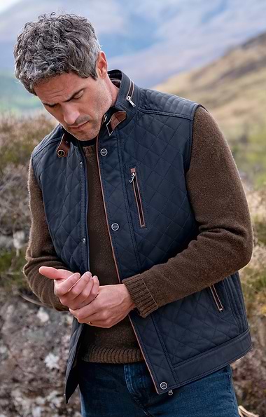 Men's Quilted Nappa Leather Waistcoat
