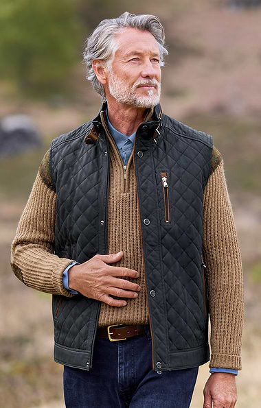 Men's Quilted Nappa Leather Waistcoat