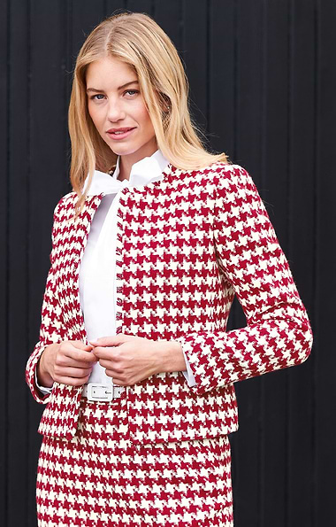 Ladies Crew Neck Houndstooth Jacket