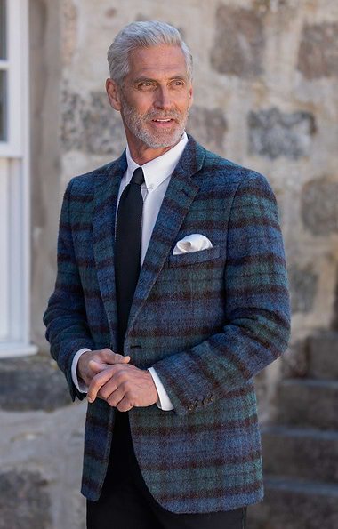 Men's Single Breasted Tweed Tartan Blazer