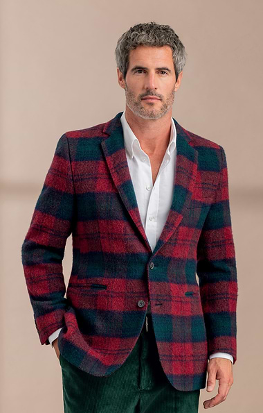 Men's Single Breasted Tweed Tartan Blazer