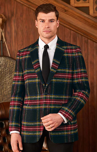 Men's Single Breasted Tweed Tartan Blazer