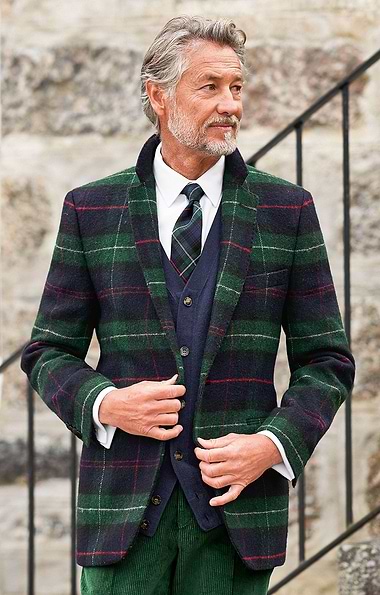 Men's Single Breasted Tweed Tartan Blazer