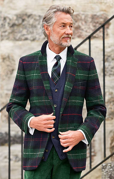 Men's Single Breasted Tweed Tartan Blazer