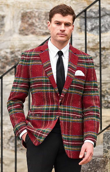 Men's Single Breasted Tweed Tartan Blazer