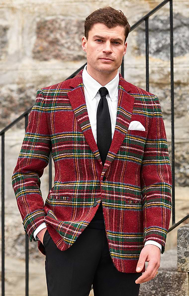 Men's Single Breasted Tweed Tartan Blazer