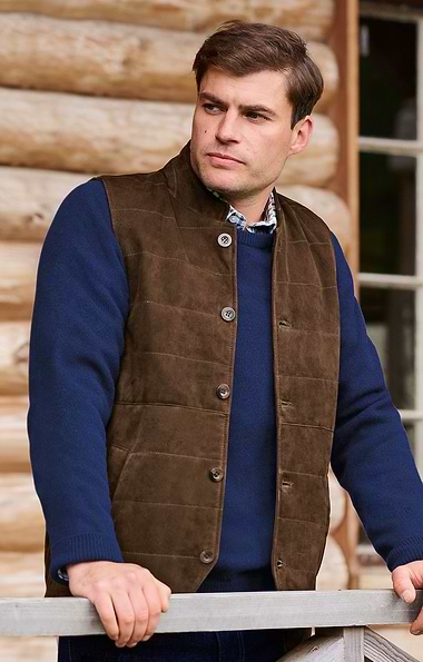 Men's Suede Quilt Waistcoat