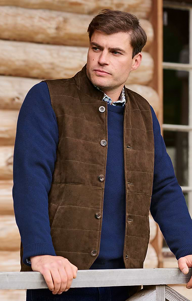 Men's Suede Quilt Waistcoat