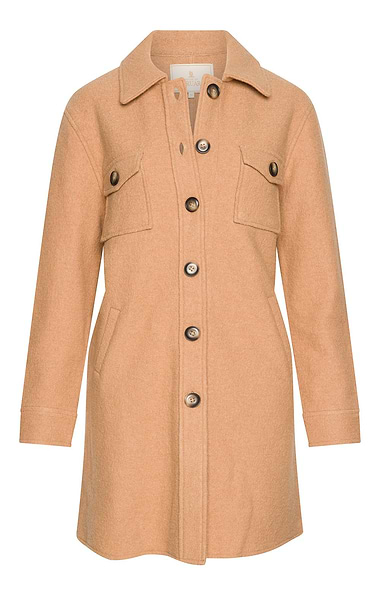 Ladies Boiled Wool Longline Overshirt