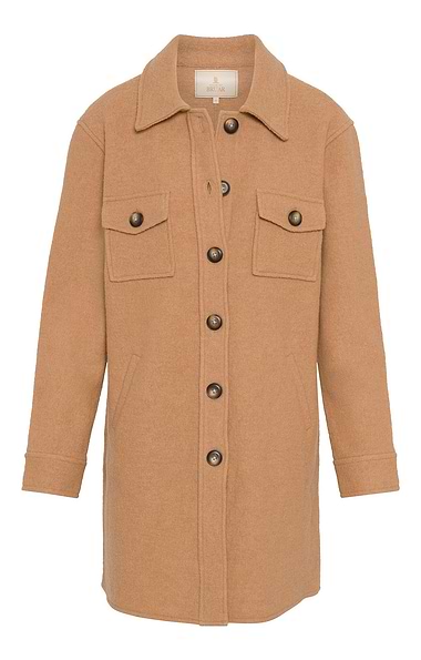 Ladies Boiled Wool Longline Overshirt