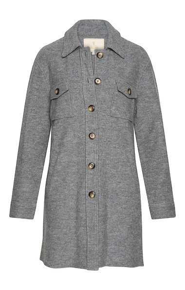 Ladies Boiled Wool Longline Overshirt