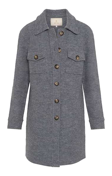 Ladies Boiled Wool Longline Overshirt