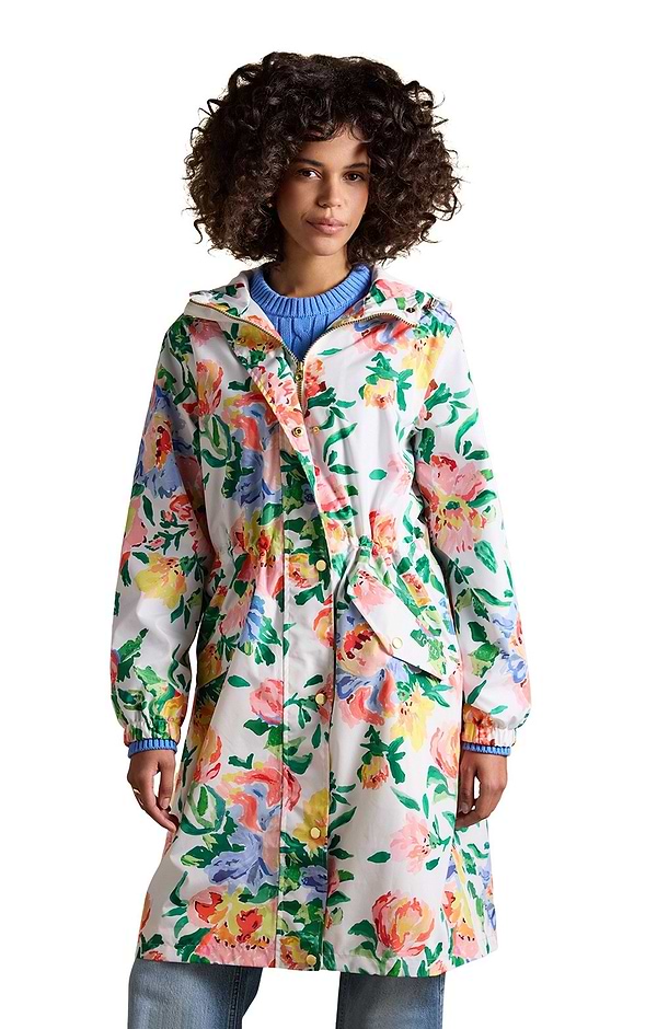 Ladies Joules Waterproof Holkham Packable Hooded Raincoat