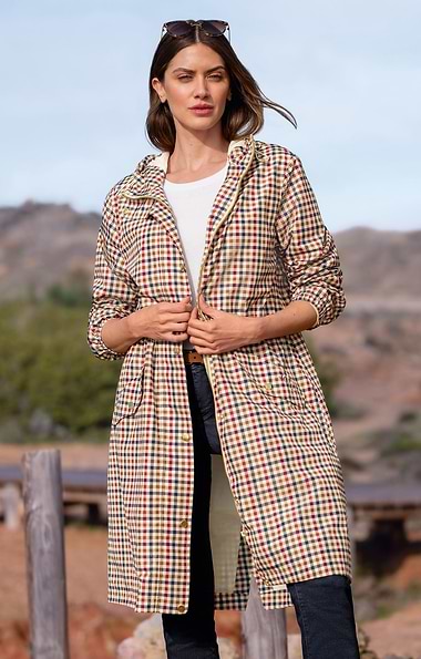 Ladies Joules Waterproof Holkham Packable Hooded Raincoat