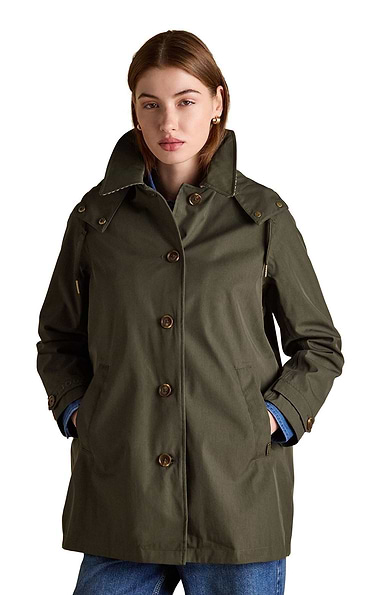 Ladies Joules Rainmore Waterproof Button Through Raincoat