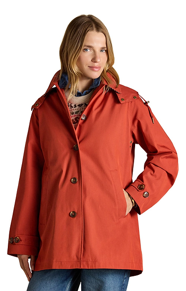 Ladies Joules Rainmore Waterproof Button Through Raincoat
