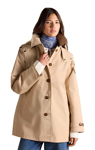 Ladies Joules Rainmore Waterproof Button Through Raincoat