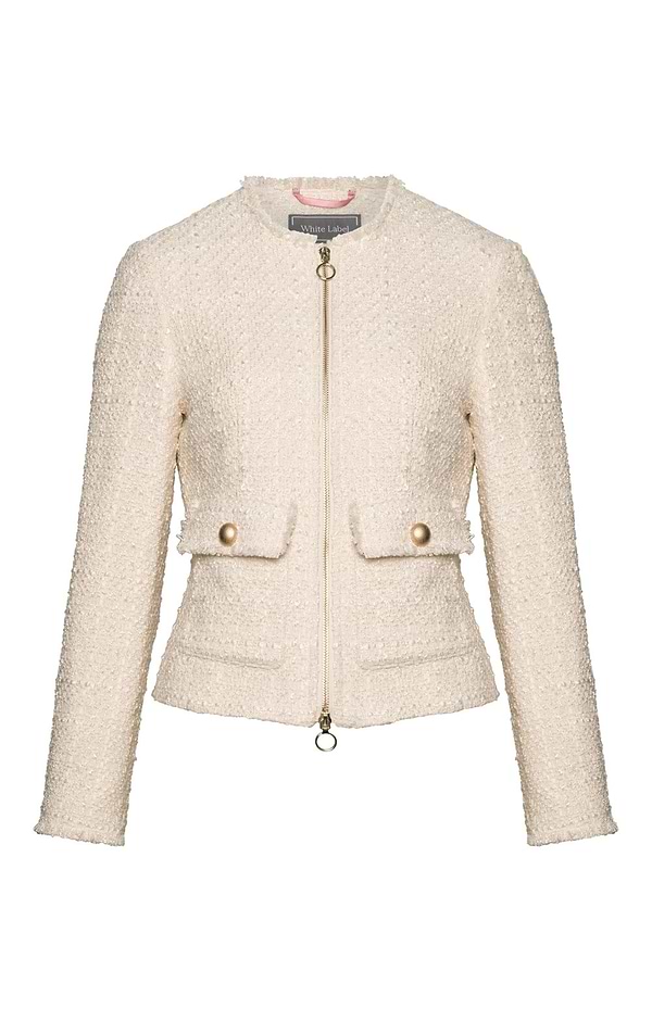 Ladies Short Zip Boucle Jacket