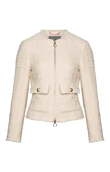 Ladies Short Zip Boucle Jacket
