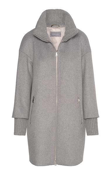 Ladies Knit Trim Wool Coat